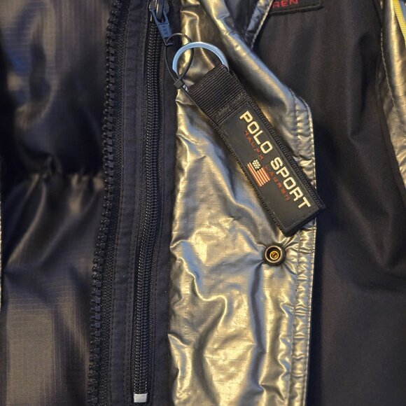 Polo Sport Men's Vintage Snowboard Jacket Black w/ Silver Striped Sleeves XL - Picture 5 of 11